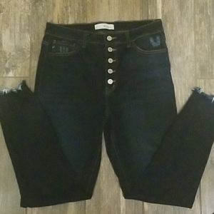 KanCan Dark Wash Distressed hem